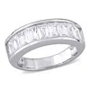 Amour 2 3/4 Ct Tgw Baguette-cut Created White Sapphire Semi-eternity Anniversary Band In Sterling Si In White