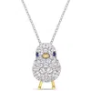 AMOUR AMOUR 2 3/4 CT TGW CREATED BLUE AND WHITE SAPPHIRE CHICK NECKLACE IN 2-TONE WHITE AND YELLOW PLATED 