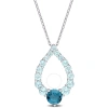 Amour 2 3/4 Ct Tgw London Blue Topaz And Sky Blue Topaz Graduated Open Teardrop Pendant With Chain I In White