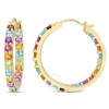 Amour 2 3/4 Ct Tgw Multi-color Gemstone Hoop Earrings In Yellow Plated Sterling Silver In Yellow