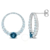 AMOUR AMOUR 2 3/5 CT TGW SKY BLUE TOPAZ AND LONDON BLUE TOPAZ GRADUATED OPEN CIRCLE EARRINGS IN STERLING S