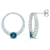 Amour 3 1/3 Ct Tgw Sky Blue Topaz And London Blue Topaz Graduated Open Circle Earrings In Sterling S In White