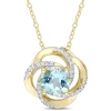 Amour 2-3/5 Ct Tgw Sky-blue Topaz Interlaced Floral Swirl Pendant With Chain In Yellow Plated Sterli In Yellow