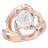 AMOUR AMOUR 2-3/5 CT TGW WHITE TOPAZ INTERLACED FLORAL INTERLACED SWIRL RING IN ROSE PLATED STERLING SILVE