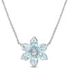 Amour 2 3/8 Ct Tgw Aquamarine And Diamond Accent Floral Pendant With Chain In 14k White Gold In White
