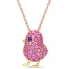 AMOUR AMOUR 2 3/8 CT TGW CREATED BLUE AND PINK SAPPHIRE CLUSTER BIRD NECKLACE IN 2-TONE ROSE AND YELLOW PL