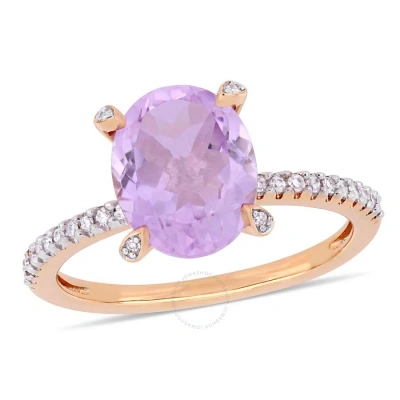 Amour 2 3/8 Ct Tgw Rose De France And 1/10 Ct Tw Diamond Ring In 10k Rose Gold In Gold / Gold Tone / Rose / Rose Gold / Rose Gold Tone