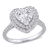 Amour 2 5/8 Ct Dew Created Moissanite Double Heart Halo Engagement Ring In 10k White Gold In White