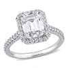 Amour 2 7/8 Ct Dew Emerald Created Moissanite Halo Engagement Ring In 10k White Gold In White