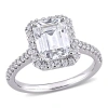 AMOUR AMOUR 2 7/8 CT DEW EMERALD CREATED MOISSANITE HALO ENGAGEMENT RING IN 10K WHITE GOLD
