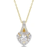 Amour 2 7/8 Ct Tgw Created White Sapphire Halo Heart Pendant With Chain In Yellow Plated Sterling Si In Yellow