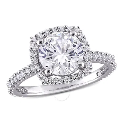 Amour 2 7/8 Ct Tgw Created White Sapphire Halo Ring In Sterling Silver