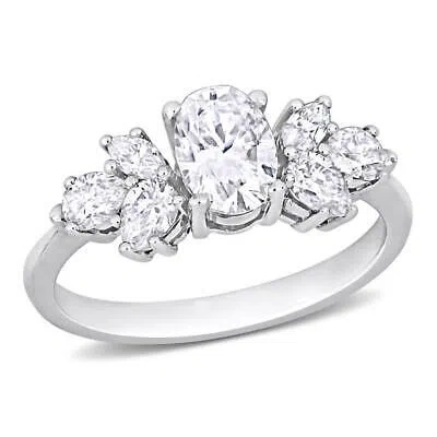 Pre-owned Amour 2 Ct Dew Created Moissanite Engagement Ring In 10k White Gold