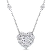 Amour 2 Ct Dew Created Moissanite Halo Heart Necklace In Sterling Silver In White