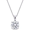 Amour 2 Ct Dew Created Moissanite Solitaire Pendant With Chain In 14k White Gold In White