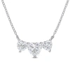 Amour 2 Ct Dew Created Moissanite Triple-heart Necklace In Sterling Silver In White