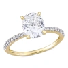 Amour 2 Ct Dew Created White Moissanite And 1/10 Ct Tw Diamond Oval Solitaire Engagement Ring In 14k In White