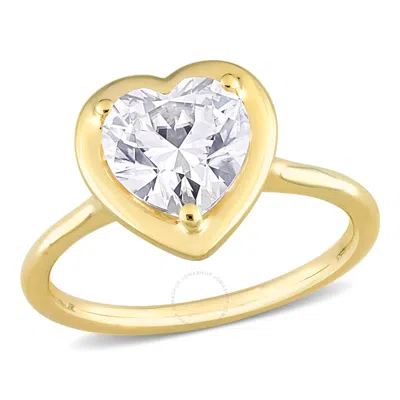 Amour 2 Ct Dew Heart-shaped Created Moissanite Engagement Ring In 10k Yellow Gold