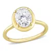 AMOUR AMOUR 2 CT DEW OVAL SHAPE CREATED MOISSANITE ENGAGEMENT RING IN 10K YELLOW GOLD