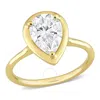 AMOUR AMOUR 2 CT DEW PEAR SHAPE CREATED MOISSANITE ENGAGEMENT RING IN 10K YELLOW GOLD