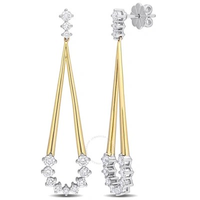 Amour 2 Ct Tdw Diamond Dangle Earrings In 14k 2-tone White And Yellow Gold In Two-tone