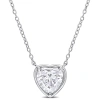 Amour 2 Ct Tgw Created Moissanite Halo Heart Pendant With Chain In Sterling Silver In White