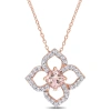 AMOUR AMOUR 2 CT TGW MORGANITE AND WHITE TOPAZ FLORAL PENDANT WITH CHAIN IN ROSE PLATED STERLING SILVER