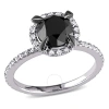 AMOUR AMOUR 2 CT TW BLACK AND WHITE HALO DIAMOND ENGAGEMENT RING IN 10K WHITE GOLD
