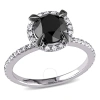 Amour 2 Ct Tw Black And White Halo Diamond Engagement Ring In 10k White Gold In Black / Gold / White