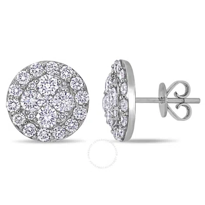 Amour 2 Ct Tw Diamond Cluster Disc Earrings In 14k White Gold