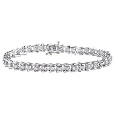 Pre-owned Amour 2 Ct Tw Diamond Tennis Bracelet In Sterling Silver In Check Description