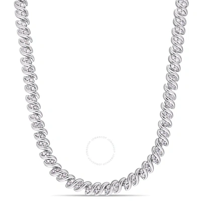 Amour 2 Ct Tw Diamond Twist Tennis Necklace In Sterling Silver In White