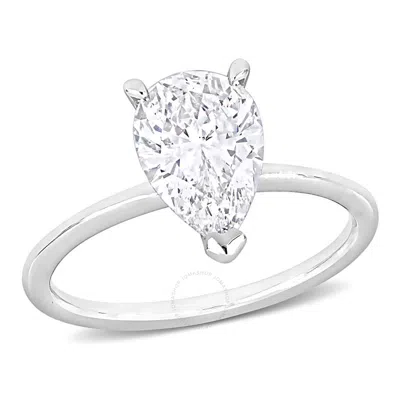 Amour 2 Ct Tw Pear Shape Certified Diamond Solitaire Engagement Ring In 14k White Gold In Metallic