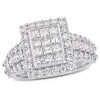 AMOUR AMOUR 2 CT TW PRINCESS AND ROUND-CUT DIAMOND CLUSTER SQUARE ENGAGEMENT RING IN 14K WHITE GOLD
