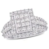 Amour 2 Ct Tw Princess And Round-cut Diamond Cluster Square Engagement Ring In 14k White Gold In Gold / Gold Tone / White