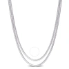 AMOUR AMOUR 2 PC SET OF 16 IN AND 18 IN SNAKE CHAINS IN STERLING SILVER