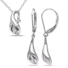 AMOUR AMOUR 2-PC SET OF DIAMOND ACCENT CALLA LILY PENDANT WITH CHAIN AND LEVERBACK EARRINGS IN STERLING SI