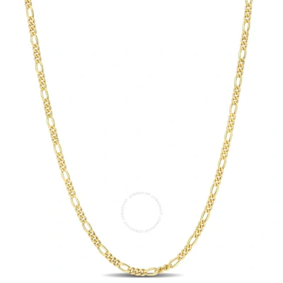 Amour 2.2mm Figaro Chain Necklace In Yellow Plated Sterling Silver In Gold