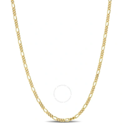 Amour 2.2mm Figaro Chain Necklace In Yellow Plated Sterling Silver In Gold