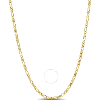 Amour 2.2mm Figaro Chain Necklace In Yellow Plated Sterling Silver In Gold