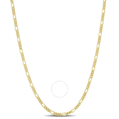 Amour 2.2mm Figaro Chain Necklace In Yellow Plated Sterling Silver In Gold