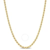 Amour 2.2mm Rope Chain Necklace In Yellow Plated Sterling Silver In Yellow