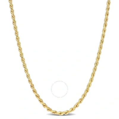 Amour 2.2mm Rope Chain Necklace In Yellow Plated Sterling Silver