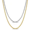 Amour 2.2mm Rope Chain Necklace Set 18 Inch 18k Yellow Gold Plated And 16 Inch White Sterling Silver In Two-tone