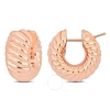 AMOUR AMOUR 20.5MM RIBBED HOOP EARRINGS IN 14K ROSE GOLD