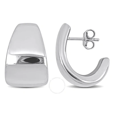 Amour 21 Mm Semi-hoop Earrings In Sterling Silver In White