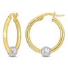 Amour 21mm Hoop Earrings With Ball In 2-tone Yellow And White 14k Gold In Two-tone