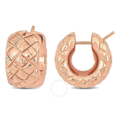 Amour 21mm Lattice-style Hoop Earrings In 14k Rose Gold