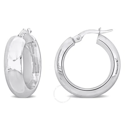 Amour 22mm Huggie Hoop Earrings In 10k White Gold In Metallic