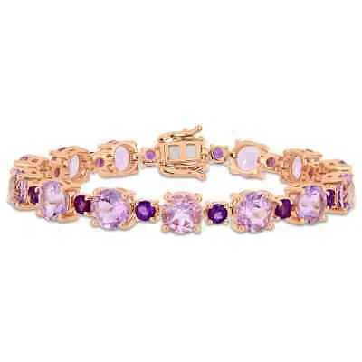 Pre-owned Amour 24 5/8 Ct Tgw Rose De France And Africa-amethyst Tennis Bracelet In Rose In Purple